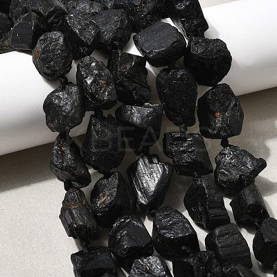Raw Rough Natural Black Tourmaline Beads Strands G-B172-A01-1