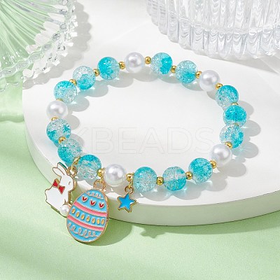 Glass Round Beaded Stretch Bracelet BJEW-JB09776-02-1