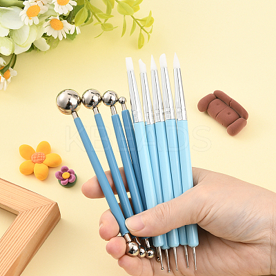 9Pcs 2 Styles Plastic Double Heads Modeling Clay Sculpting Tools Set TOOL-SP0001-09-1