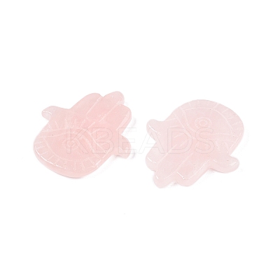 Natural Rose Quartz Hamsa Hand with Eye Figurines DJEW-N003-04I-1