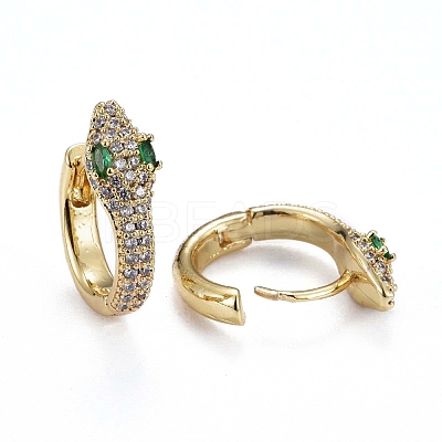 Brass Micro Pave Clear Cubic Zirconia Huggie Hoop Earrings ZIRC-H109-05G-1