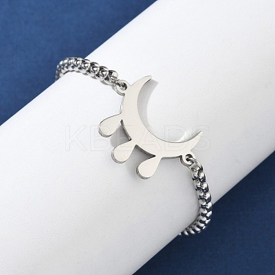 Moon 304 Stainless Steel Link Bracelets BJEW-M097-02P-1