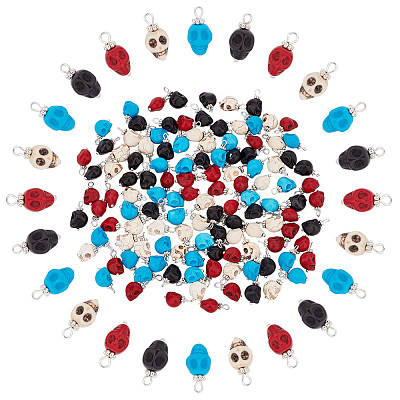 120Pcs 4 Colros Synthetic Turquoise Pendants G-AR0004-90-1