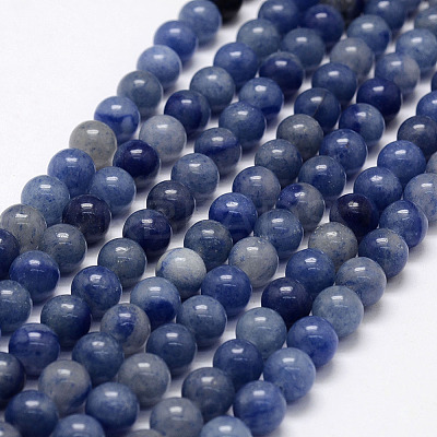 Dyed & Heated Natural Blue Aventurine Beads Strands X-G-F380-6mm-1