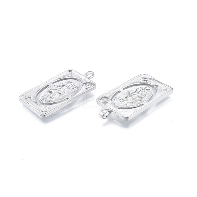 Brass Micro Pave Clear Cubic Zirconia Pendants KK-G432-19P-1