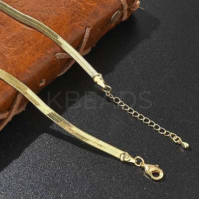 4mm Rack Plating Brass Herringbone Chain Necklaces for Women Men MAK-L044-16G-1