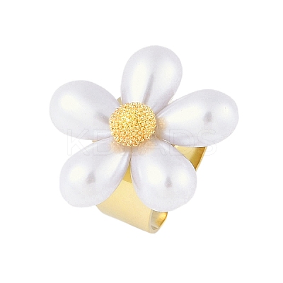 Flower Natural Shell Finger Rings RJEW-H234-02G-1