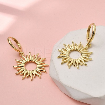 Sun Brass Hoop Earrings EJEW-H180-30D-G-1