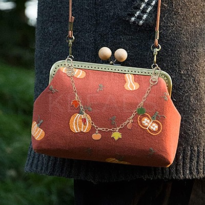 Autumn Theme Leaf & Pumpkin Alloy Enamel Bag Handles FIND-PH0009-21-1
