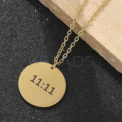 304 Stainless Steel Number 11:11 Pendant Necklaces NJEW-NH0002-01G-05-1