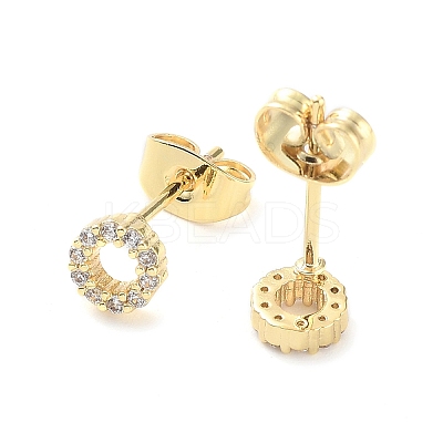 Brass Micro Pave Cubic Zirconia Stud Earrings EJEW-P247-03G-1