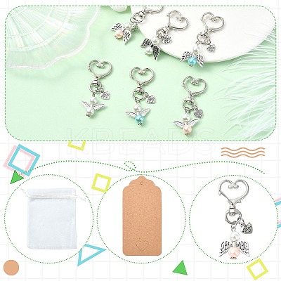 Pearlized Glass Pearl & Alloy Pendant Decorations HJEW-CJ00071-1
