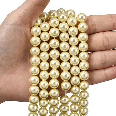 Eco-Friendly Dyed Glass Pearl Round Beads Strands HY-A002-10mm-RB012-1