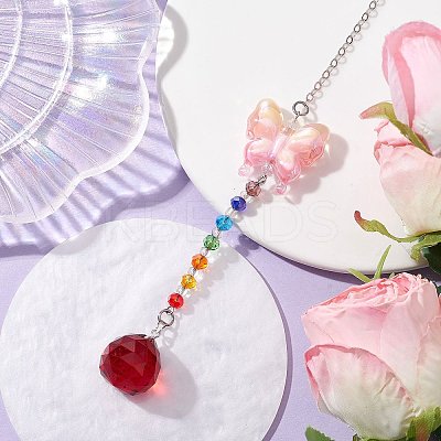 Glass Teardrop Pendant Decorations HJEW-JM01581-03-1