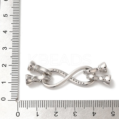 Brass Micro Pave Clear Cubic Zirconia Fold Over Clasps KK-A227-08P-1
