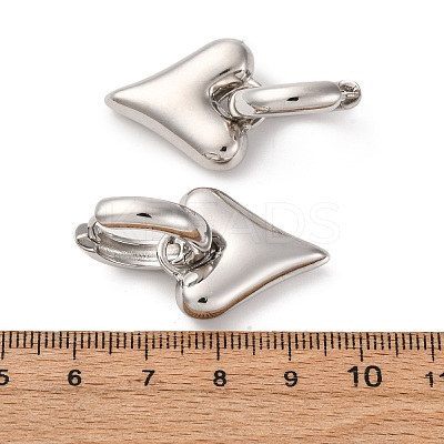 Heart Brass Hoop Earrings EJEW-D322-12P-01-1