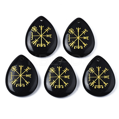 Natural Black Stone Pendants G-T122-72A-1