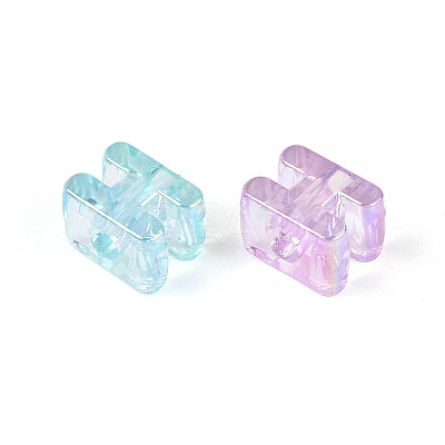UV Plating Transparent Acrylic European Beads X-OACR-M027-02H-1