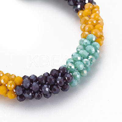 Crochet Glass Beads Braided Stretch Bracelet BJEW-T016-08J-1