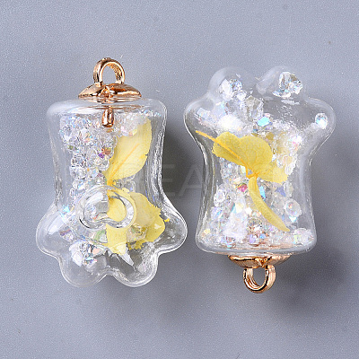 Bear Paw Transparent Glass Pendants GLAA-S181-10G-1