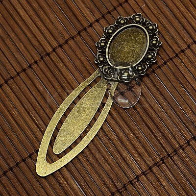 18x13mm Clear Domed Glass Cabochon Cover for DIY Alloy Portrait Bookmark Making DIY-X0124-AB-NR-1