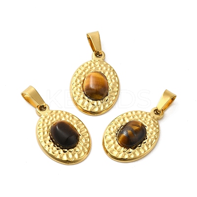 Natural Tiger Eye Pendants STAS-C094-01G-02-1
