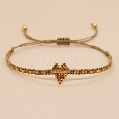 Handmade MIYUKI Glass Seed Bead Heart Braided Bracelets for Women LI3804-3-1