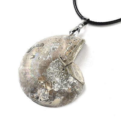 Natural Conch Fossil Pendant Necklaces G-P552-01P-1