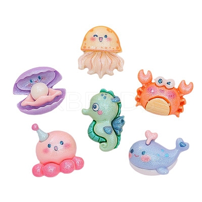 Marine Organism Theme Opaque Resin Cabochons LS-PW-WGABCE0-07-1