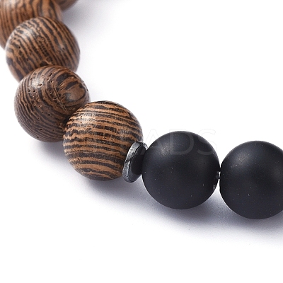 Natural Wood Beads Stretch Bracelets BJEW-JB05231-1
