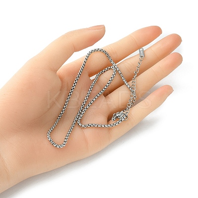 304 Stainless Steel Box Chain Necklace for Men Women NJEW-YW0001-16-1