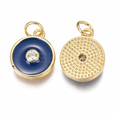 Brass Micro Pave Clear Cubic Zirconia Charms ZIRC-B002-32G-A-1