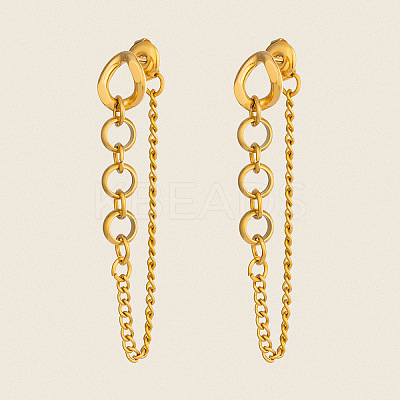 304 Stainless Steel Chain Tassel Stud Earrings for Women IO3537-1-1