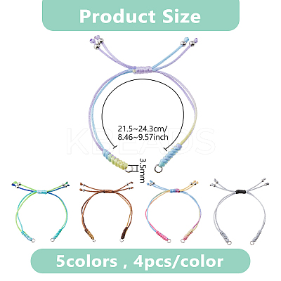 20Pcs 5 Colors Nylon Thread Cord for DIY Bracelet Making AJEW-DC00015-1