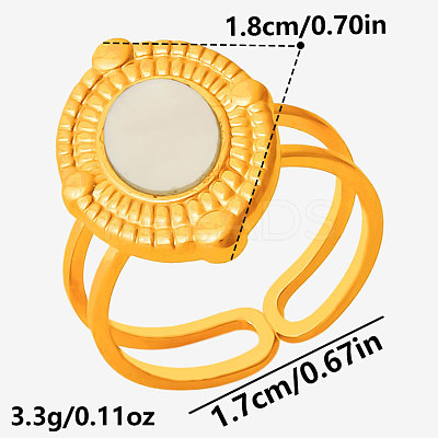 304 Stainless Steel with Natural Shell Cuff Open Rings for Women AL0644-3-1