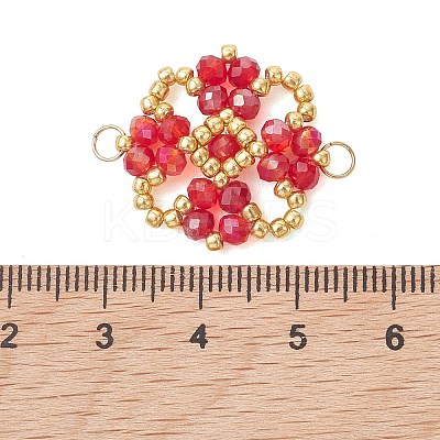 Electroplate Glass Beaded Flower Connector Charms PALLOY-MZ01297-03-1