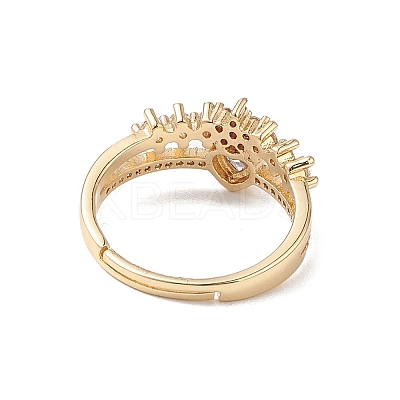 Heart Clear Cubic Zirconia Adjustable Ring RJEW-M146-04G-1