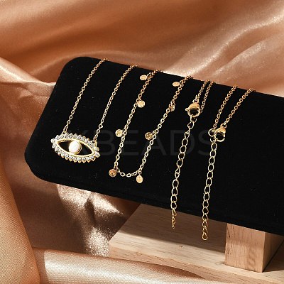 304 Stainless Steel Stackable Double Layer Necklaces NJEW-S435-03G-A-1