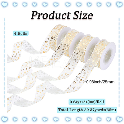9M Hot Stamping Star Polyester Chiffon Ribbons OCOR-WH20018-11A-1