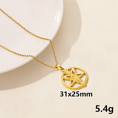 Animal Stainless Steel Ring with Star Pendant Necklace for Women QG3482-8-1