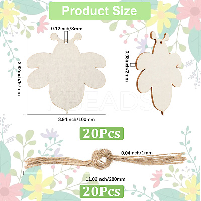 Wood Insect Pendant Decorations HJEW-WH20016-02A-1