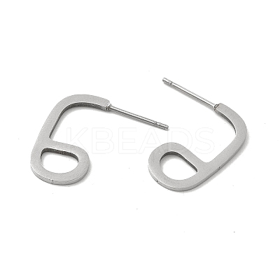 Tarnish Resistant 201 Stainless Steel Number 6 Stud Earrings with 304 Stainless Steel Pins for Women STAS-P319-39P-1