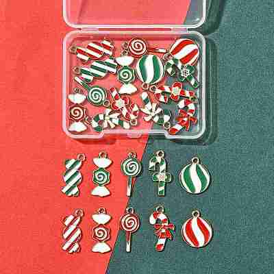 24Pcs 12 Styles Christmas Theme Alloy Enamel Pendants ENAM-FS0004-32-1