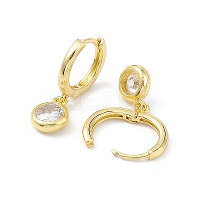 Flat Round Rack Plating Brass Cubic Zirconia Hoop Earrings X-EJEW-K245-22G-1