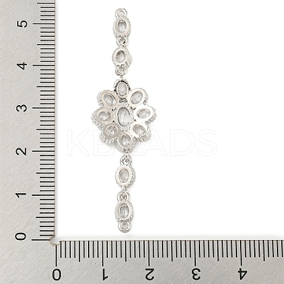 Brass Pave Clear Cubic Zirconia Flower Links Connector Charms KK-P277-50P-1