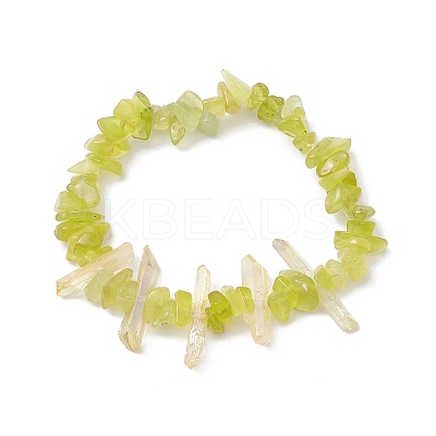 Natural Jade Chips Beaded Stretch Bracelets BJEW-TA00494-02-1