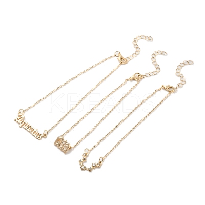 3Pcs Alloy Rhinestones Anklets LS-AJEW-S083-01G-03-1