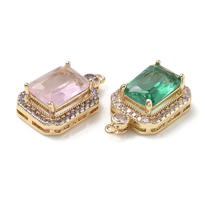 Brass with K9 Glass & Rhinestone Pendants KK-C024-47KCG-1