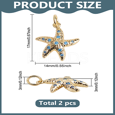 2Pcs Brass Micro Pave Grade AAA Cubic Zirconia Pendants ZIRC-LP0001-39-1