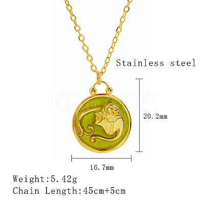 304 Stainless Steel Enamel Constellation Pendant Necklaces DJ0261-8-1-1